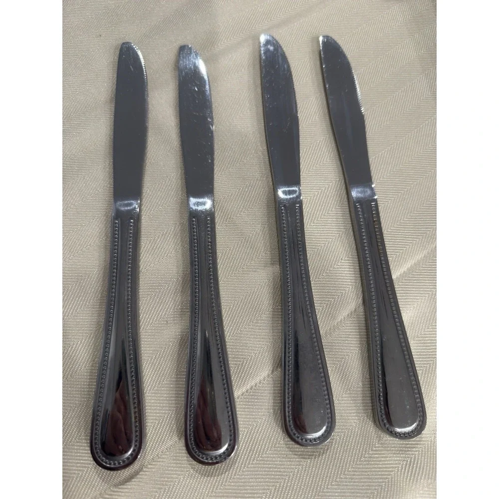 10 Strawberry‎ Street Beaded Edge Dinner Knives Set of 4 Stainless Steel